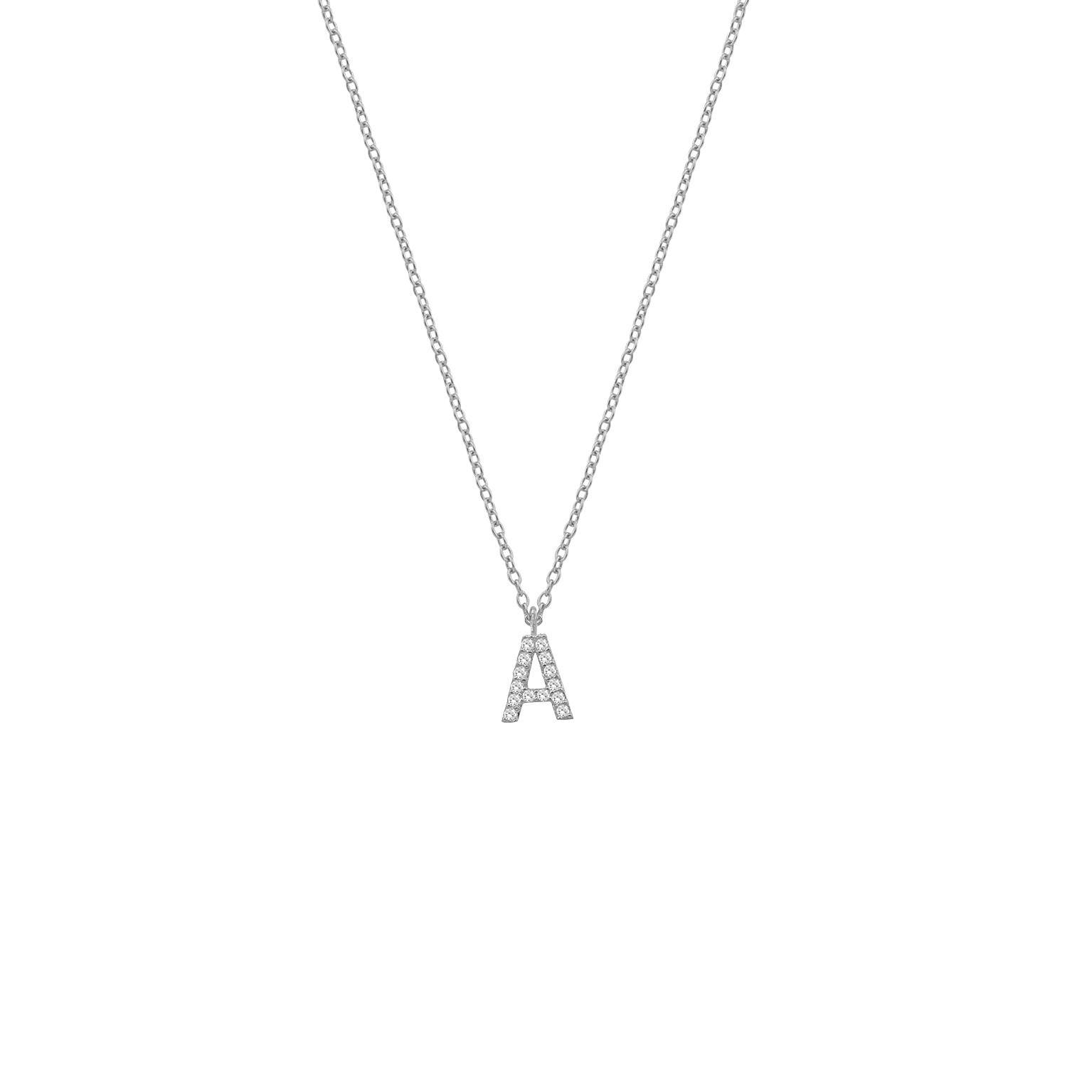 Classic Initial Necklaces JEWELRY The Sis Kiss Silver with Crystals A