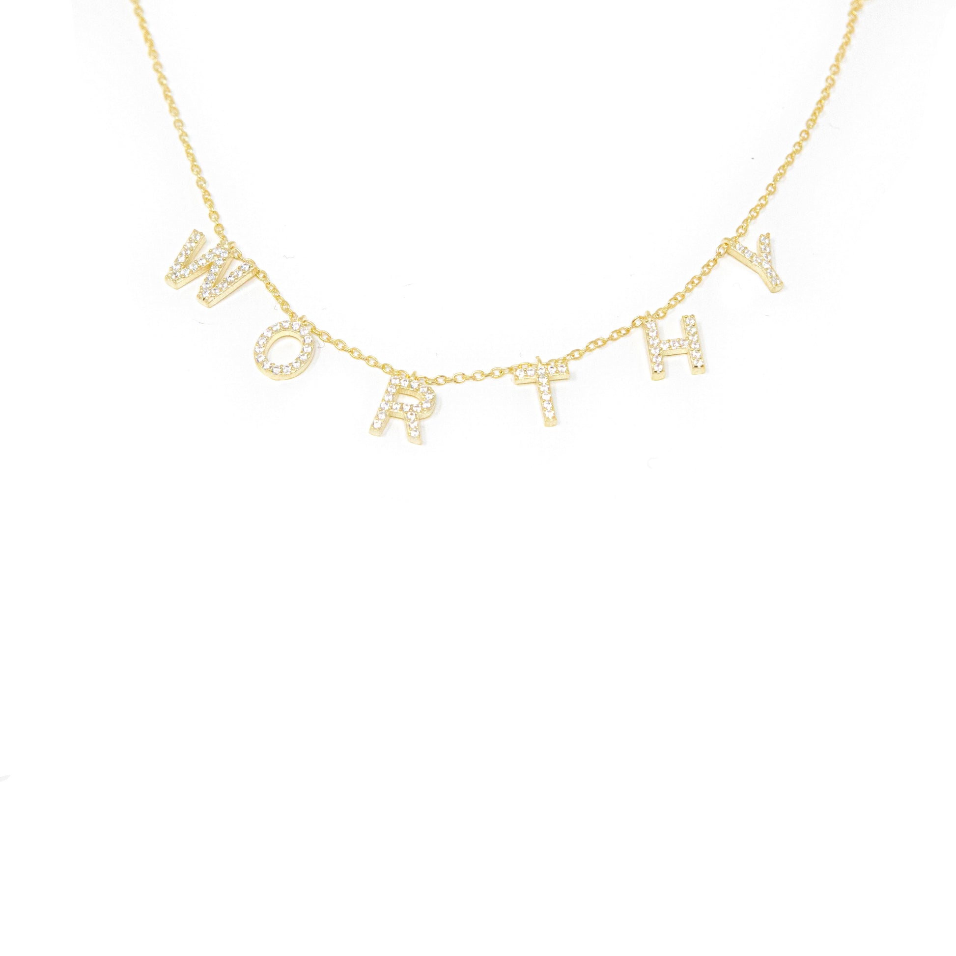 Ready To Ship It's All in a Name™ Necklace JEWELRY The Sis Kiss Worthy Gold with Crystals