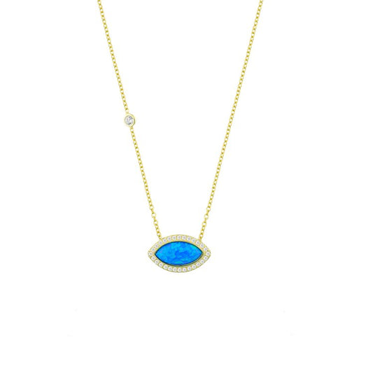 Blue Opal and Tiny Crystal Necklace necklace The Sis Kiss 