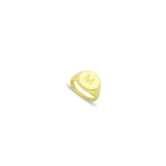 Adjustable Initial Pinky Ring in Gold ACCESSORY The Sis Kiss