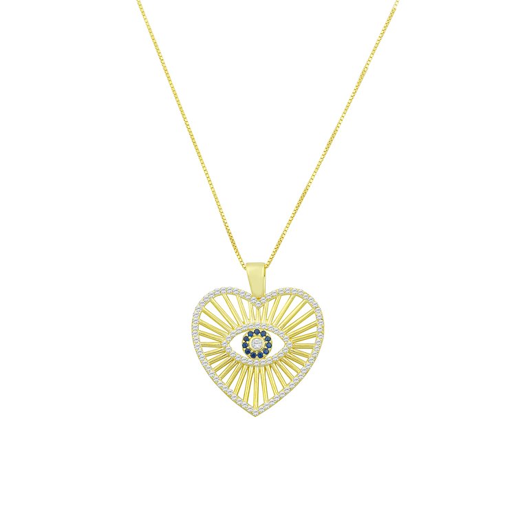Radiant Heart and Evil Eye Necklace necklace The Sis Kiss