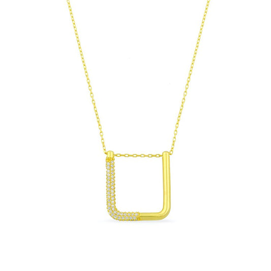 Modern U Shaped Pendant Necklace necklace The Sis Kiss