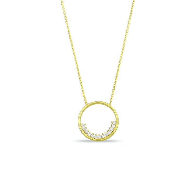 Gold Circle Pendant with Crystal Details – The Sis Kiss