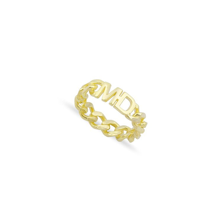 Custom Chain Link Initial Ring JEWELRY The Sis Kiss 5 Gold
