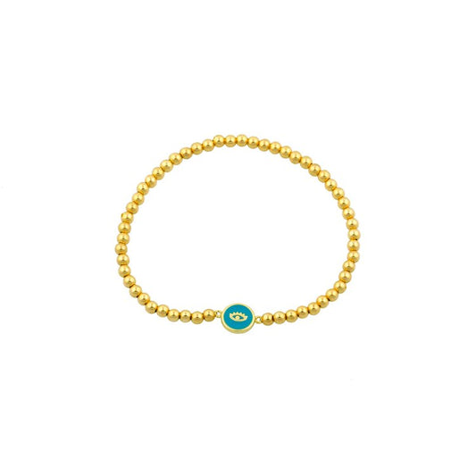 Evil Eye and Gold Bead Stretch Bracelet JEWELRY The Sis Kiss 