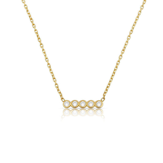 Loverly Crystal Bar Necklace PREORDER JEWELRY The Sis Kiss Yellow Gold